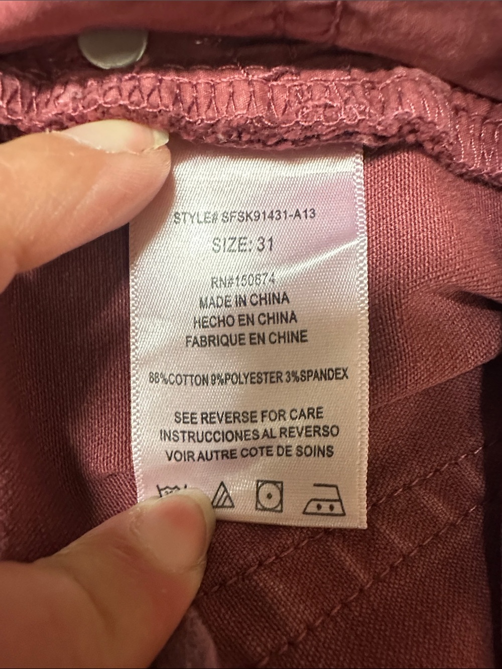 Women's Skinny Jeans in Dusty Rose - Picture 7 of 8